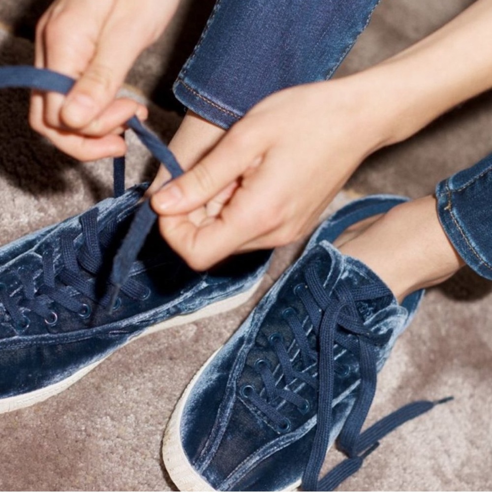 Madewell Tretorn Crushed Velvet Sneakers Nylite Plus Blue Low Top Size 8.5